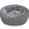 Šedý kulatý fluffy pelíšek pro psy – 101×20 cm